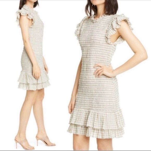 Veronica Beard Cici Mini White Green Dress Size 6 - Picture 1 of 11